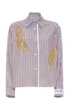 Des_phemmes Bead-embellished Classic Cotton Button-down Shirt In Multi