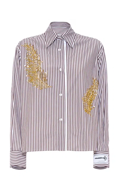 Des_phemmes Bead-embellished Classic Cotton Button-down Shirt In Multi