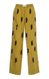 Des_phemmes Bead-embellished Cotton Pajama Pants In Green