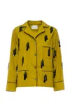 Des_phemmes Bead-embellished Cotton Pajama Shirt In Yellow