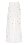 Des_phemmes Bead-embellished Denim Cargo Pants In White