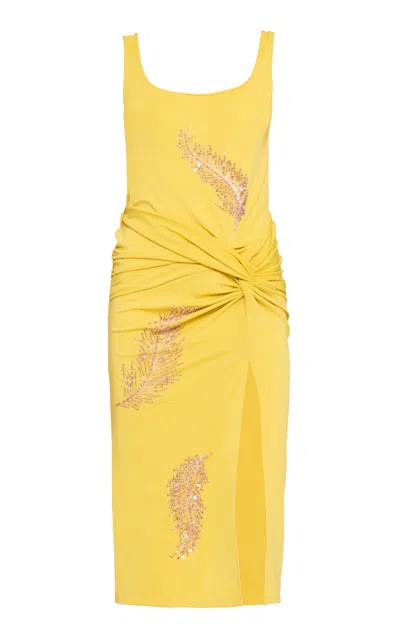 Des_phemmes Bead-embellished Midi Dress In Yellow