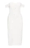 Des_phemmes Bead-embellished Off-the-shoulder Midi Dress In White