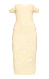 Des_phemmes Bead-embellished Off-the-shoulder Midi Dress In Yellow