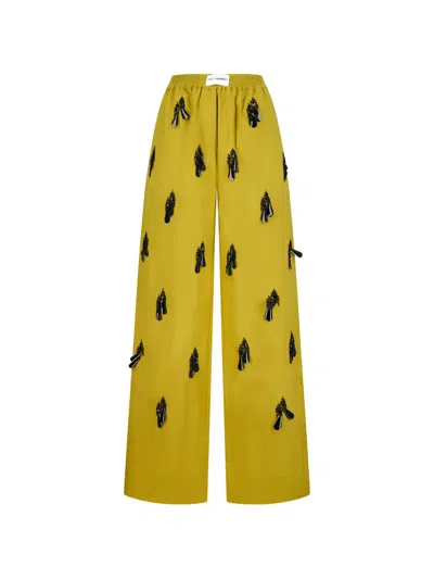 Des_phemmes Beaded Trousers In Yellow