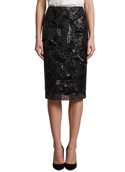 Des_phemmes Black Embellished Midi Skirt