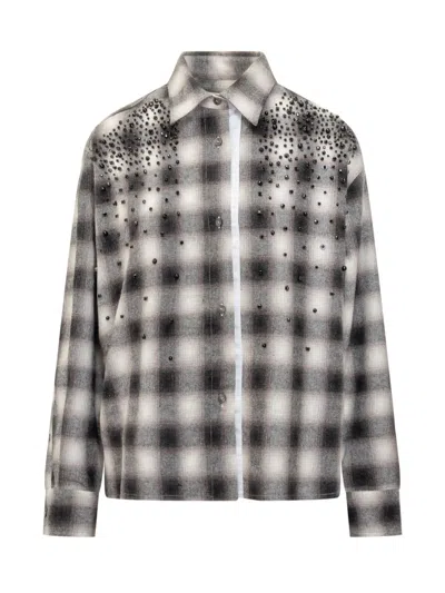Des_phemmes Black Regular Checks Print Shirt In Gray