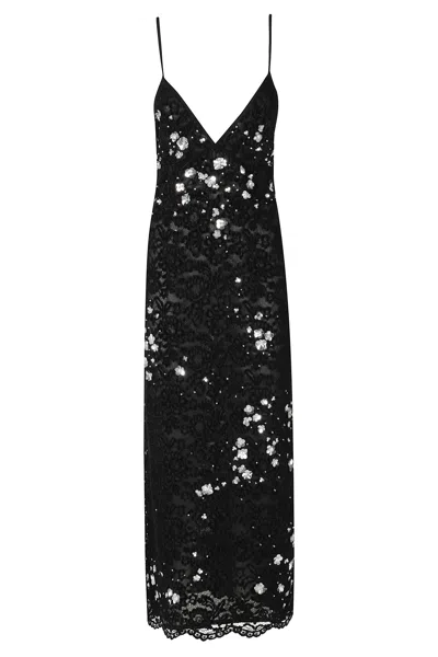Des_phemmes Black Scalloped Lace Overlay Slip Dress