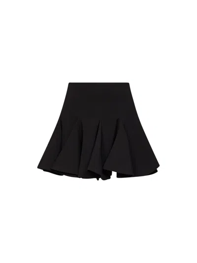 Des_phemmes Black Stretch Crêpe Flared Mini Skirt
