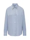 Des_phemmes Blue Des Phemmes Shirt With Collar Decorated With Crystals In Blue