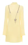 Des_phemmes Bow Tie Light Georgette Embroidered Dress In Yellow