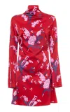 Des_phemmes Bow Tie Printed Satin Dress In Red