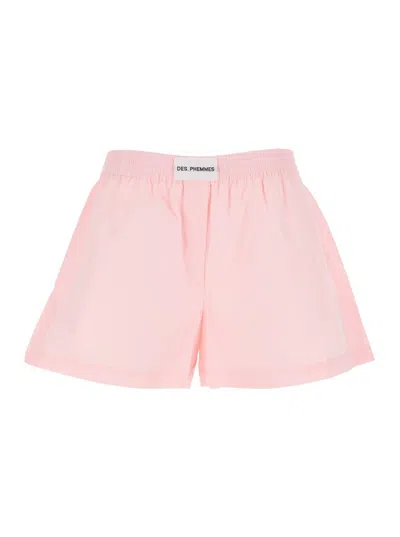 DES_PHEMMES PINK SHORTS WITH ELASTIC WAIST WITH LOGO PATCH IN COTTON WOMAN
