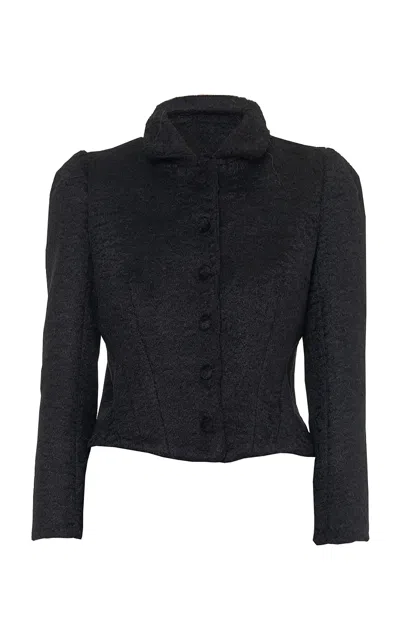 Des_phemmes Boxy Woolcloth Fitted Jacket In Black