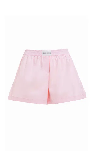 Des_phemmes Boyfriend Cotton Boxer Mini Shorts In Pink