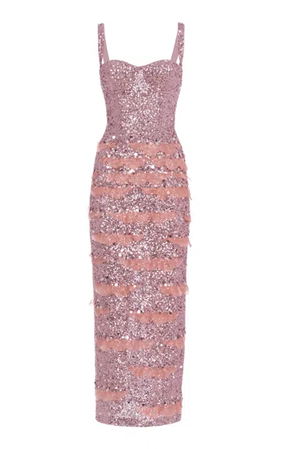 Des_phemmes Bustier Embellished Maxi Dress In Pink