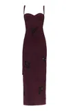 Des_phemmes Bustier Midi Dress With Crystals Embroidery In Purple