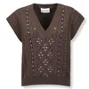 Des_phemmes Cable Knit Vest With Textured Pattern In Brown