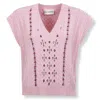 Des_phemmes Cable Knit Vest With Textured Pattern In Pink