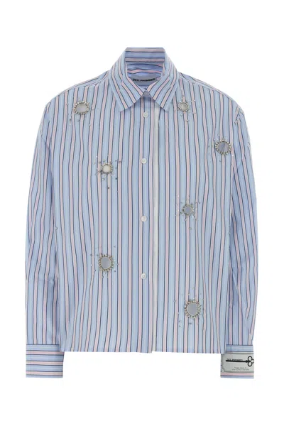 Des_phemmes Embroidered Poplin Shirt In Blue