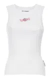 Des_phemmes Candy Bead-embellished Classic Stretch-cotton Tank Top In White