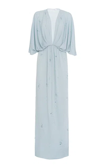 Des_phemmes Cape Jersey Maxi Dress In Gray