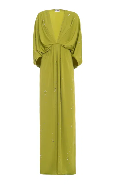 Des_phemmes Cape Jersey Maxi Dress In Green