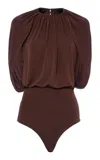 Des_phemmes Cape-sleeve Bodysuit In Brown