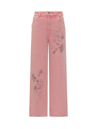 Des_phemmes Cargo Denim Pant In Pink