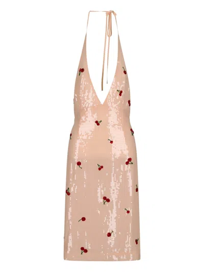 Des_phemmes Cherry-embellished Dress In Neutral