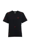 Des_phemmes Cherry Embroidered Cotton T-shirt In Black