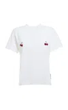 Des_phemmes Cherry Embroidered Cotton T-shirt In White