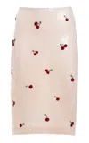 Des_phemmes Cherry Sequined Midi Skirt In White