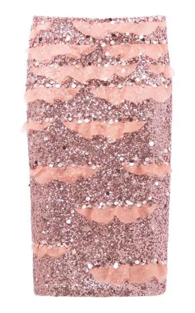 Des_phemmes Classic Embellished Midi Skirt In Pink
