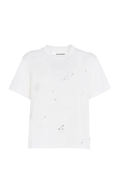 Des_phemmes Classic Embroidered Cotton T-shirt In White