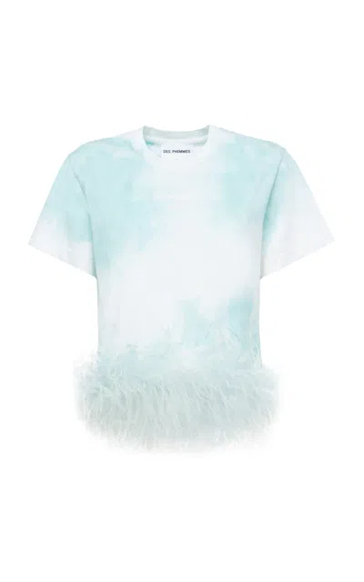 Des_phemmes Classic Feathered Cotton T-shirt In White