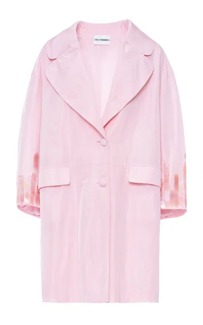 Des_phemmes Cocoon Sequin-embellished Longline Coat In Pink