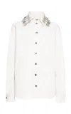 Des_phemmes Collar-embellished Stretch-cotton Workwear Shirt In White