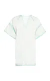 Des_phemmes Contrast Outline Cocoon Denim Mini Dress In Green
