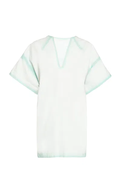 Des_phemmes Contrast Outline Cocoon Denim Mini Dress In Green