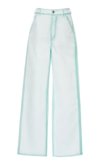 Des_phemmes Contrast Outline Denim Cargo Pants In Blue