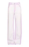 Des_phemmes Contrast Outline Denim Cargo Pants In Multi