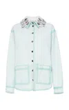 Des_phemmes Contrast Outline Stretch-cotton Workwear Jacket In Blue
