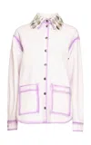 Des_phemmes Contrast Outline Stretch-cotton Workwear Jacket In Pink