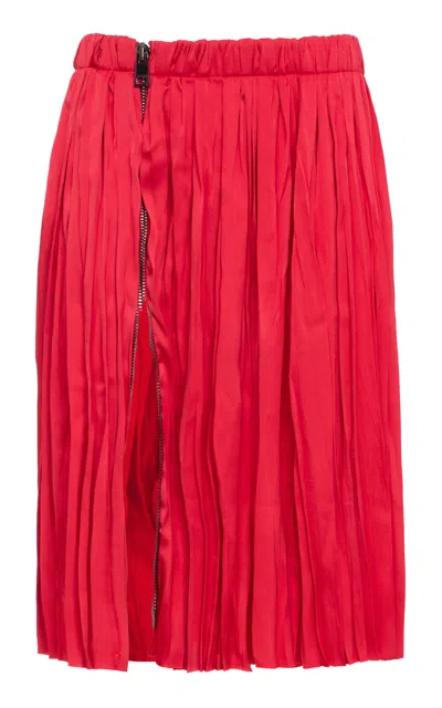 Des_phemmes Crinkle Pleated Satin Midi Skirt In Red