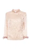 Des_phemmes Crinkled Qipao Top In Brown