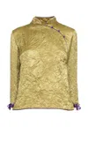 Des_phemmes Crinkled Qipao Top In Green