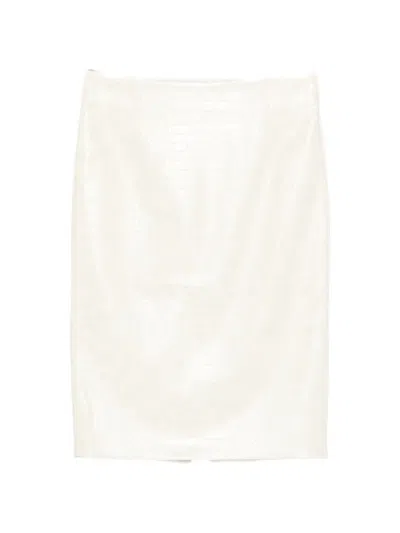 Des_phemmes Croc-effect Longuette Skirt In White