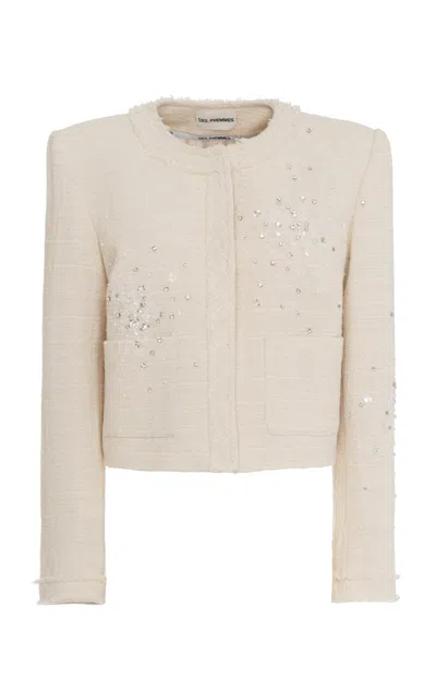 Des_phemmes Cropped Tweed Jacket In Gray
