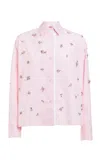 Des_phemmes Crystal-embellished Cotton Boyfriend Button Up Top In Pink